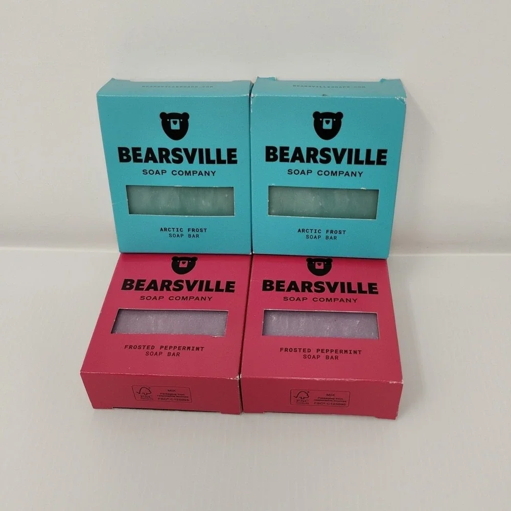 Bearsville Soap Company Handmade‎ Natural 2 Arctic Frost & 2 Frosted Peppermint